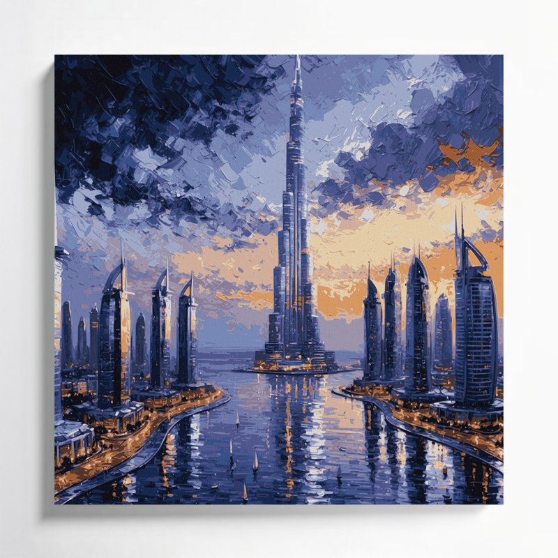 Art mural sur toile Mauves, cités, villes, Emirats arabes unis, H 16 po x l 16 po