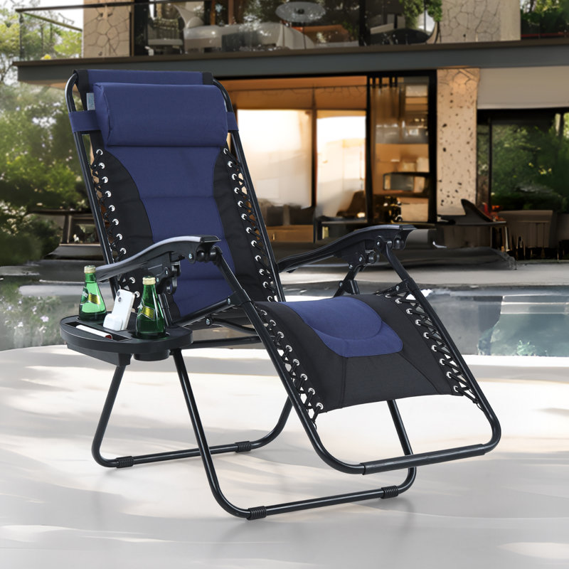 Chaise inclinable zéro gravité avec coussin, Bleu