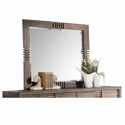 Accent Mirror For Indoor, Bedroom Horizontal Mirror, Wooden Frame Accent Mirror