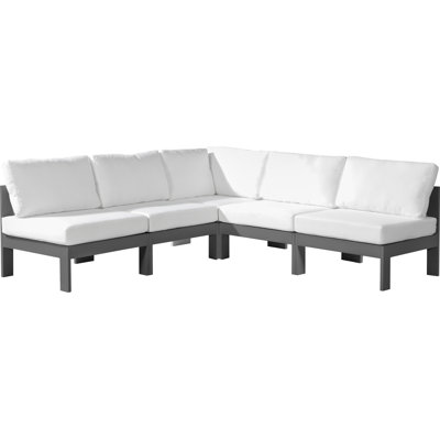 Dorothey 90'' Wide Aluminum Patio Sectional with Cushions
