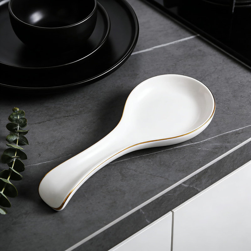 Porte-cuillère en céramique pour cuisinière, support d'ustensile durable et facile à nettoyer pour cuillères, louches et spatules, accessoire de cuisine ou cadeau