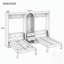 Lit escamotable double gain de place avec armoire intégrée et tiroirs de rangement, fini bois pour chambres d'amis