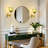 Iron Armed Wall Sconce With Floral Glass Lampshade-149100187
