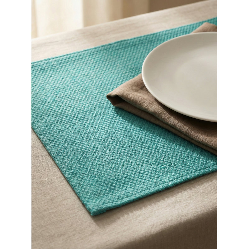 Navy Blue Drift Weave Indoor Outdoor Placemat, Red