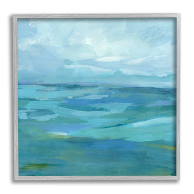 «Flowing Ocean Tide Abstract» par Victoria Barnes - peinture à cadre flottant sur bois