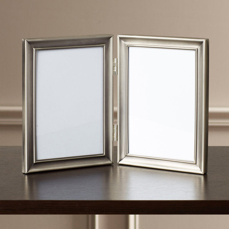 Pewter Metal Beveled Picture Frame