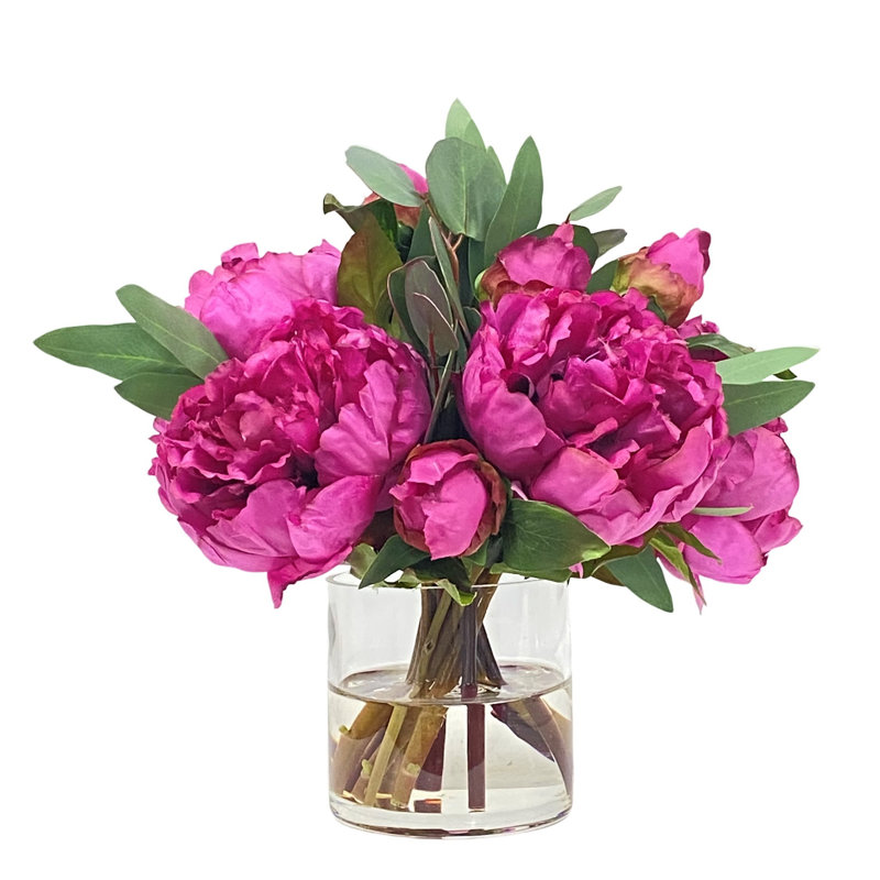 PEONY AND EUCALYPTUS IN CYLINDER, Rose