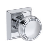 Bremerton Passage Knob with Chamfered Square Rose in Lifetime (PVD) Polished Brass