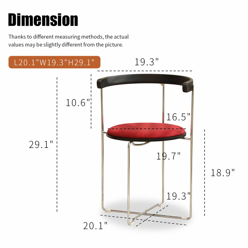 Dining Chair with Chrome Frame with Wood back, Red