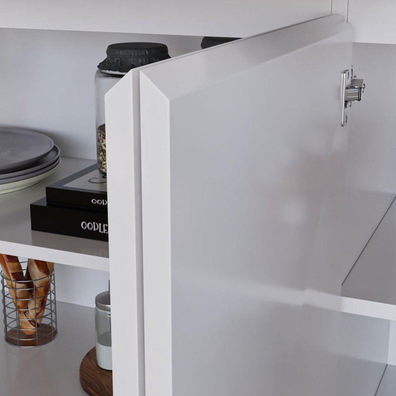 Armoire de cuisine avec comptoir pour four à micro-ondes l 63 po Calder, Blanc