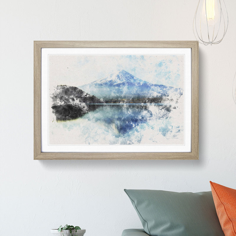 Mount Fuji in Japan - Framed Print, 45cm H x 63cm W x 2cm D, Oak Framed