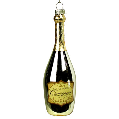 Ornement bouteille de champagne, verre