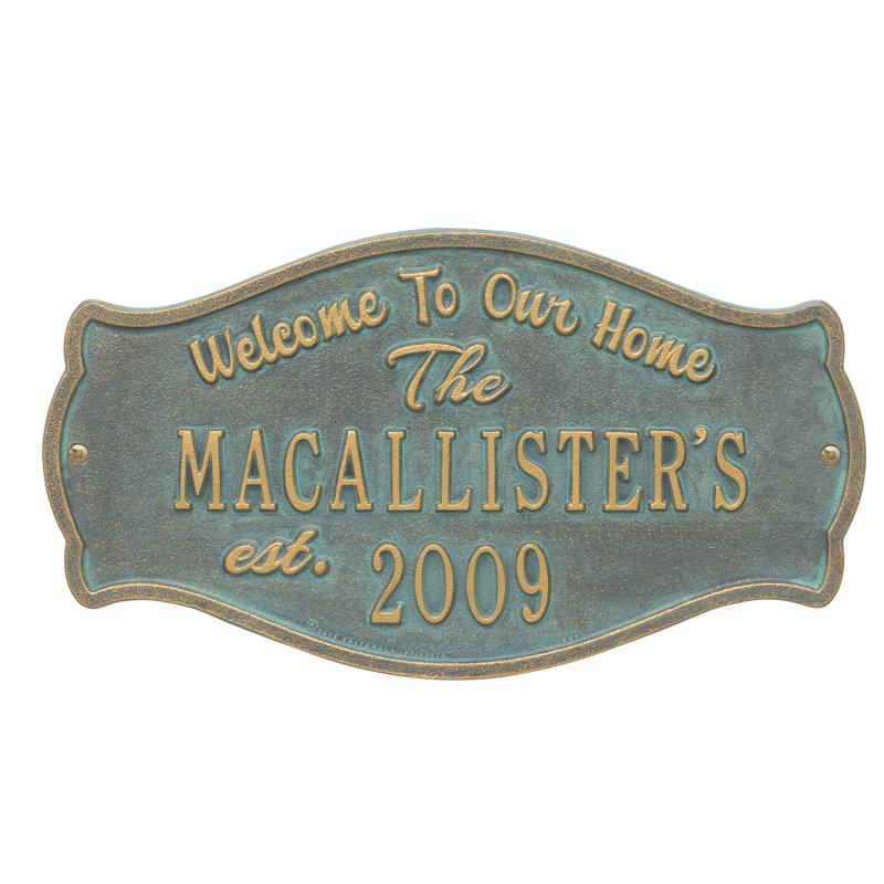 4-Line Wall Address Plaque, Bronze Verdigris