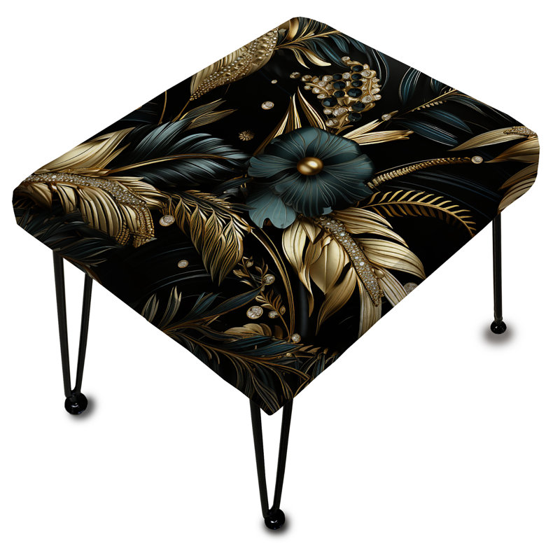 Hollywood Opulent Charm Gold And Black I - Damask Rectangle Ottoman