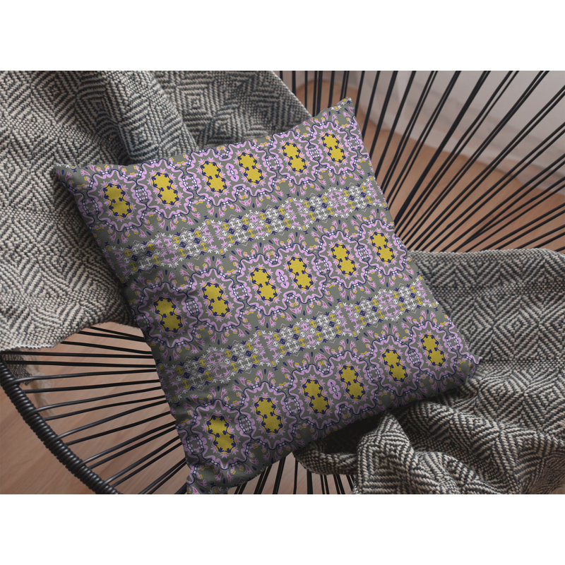 Coussin à fermeture à glissière Geo, 18" x 18", Mauve