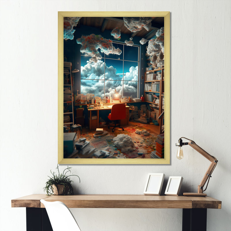«Dreamy Office I» sur toile, Cadre doré à coins fermés, H 32 po x l 24 po x P 1 po