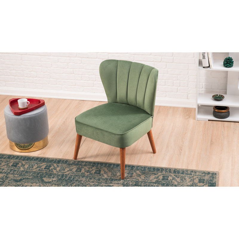 Chaise d'appoint rembourrée Aldobrando, 100 % polyester vert
