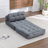 Dark Grey Folding Sofa Bed, Convertible Sleeper Chair with Pillow-1039618775