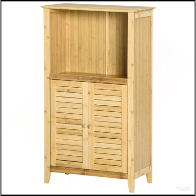 Armoire de plancher de salle de bain en bambou avec plusieurs tablettes et portes HOMcom