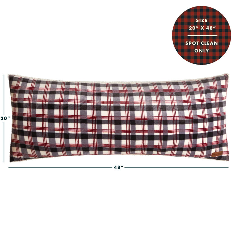 Dearfoams Royal Plush Plaid Full Body Pillow, Gray/Red