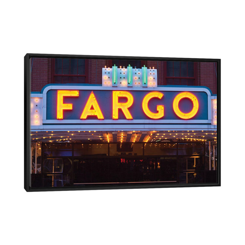 «Marquee Fargo Theatre» par Walter Bibikow, reproduction sur toile, H 18 po x l 26 po x P 1,5 po, Toile avec cadre noir