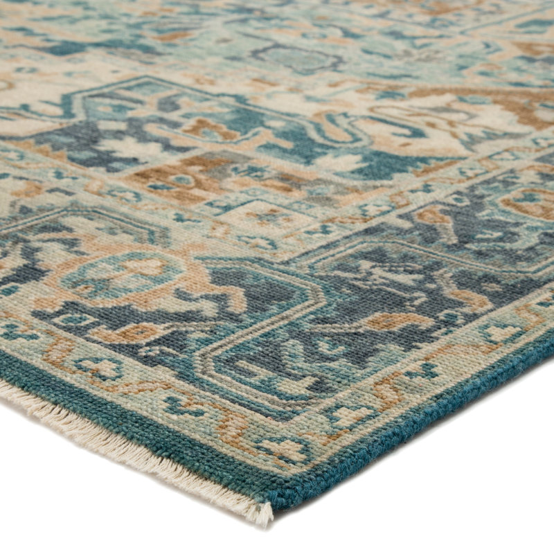 Inspirit Hand Knotted Wool Oriental Area Rug in Blue, Rectangle 7'10" x 10'10"
