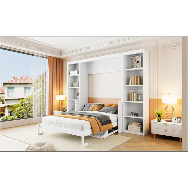 Full Size Murphy Bed with Desk and Bookshelf