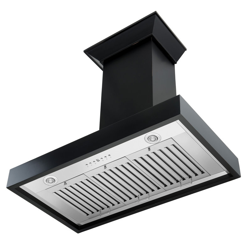 30'' Black Stainless Steel Convertible Wall Mount Range Hood