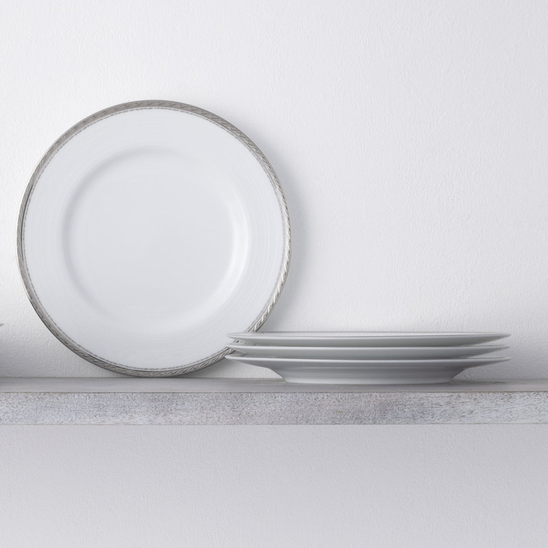 Ensemble de 4 assiettes à salade Noritake Whiteridge Platinum, 8 1/4 po