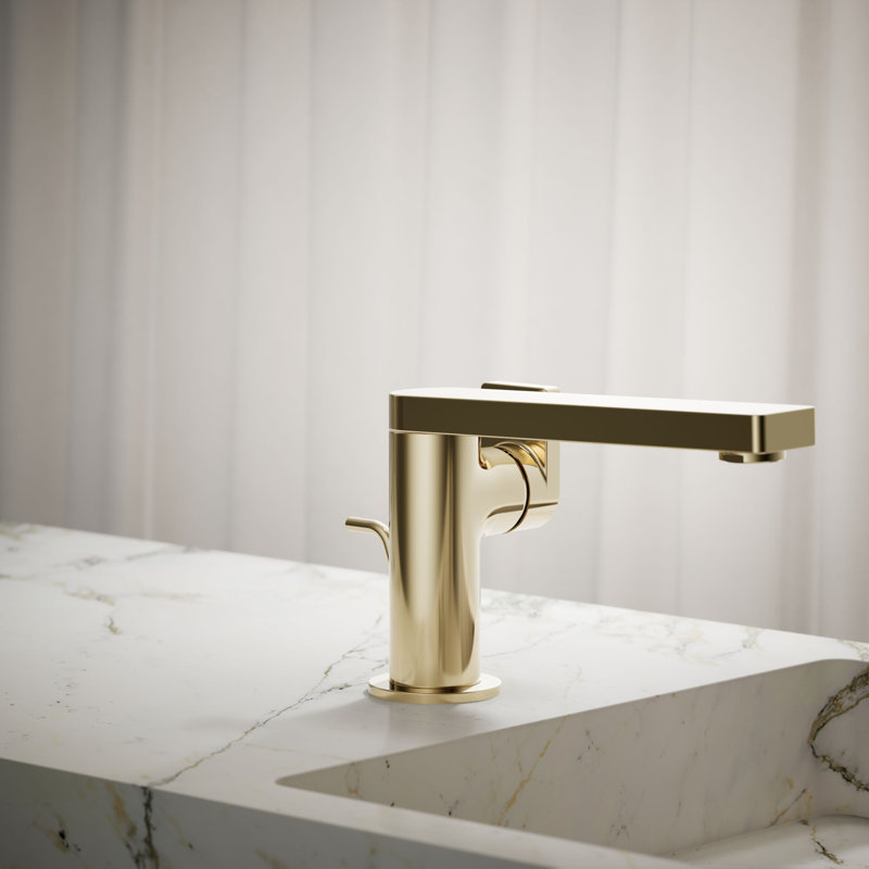 Composed Single-Handle Bathroom Faucet with Drain Assembly, Vibrant French Gold