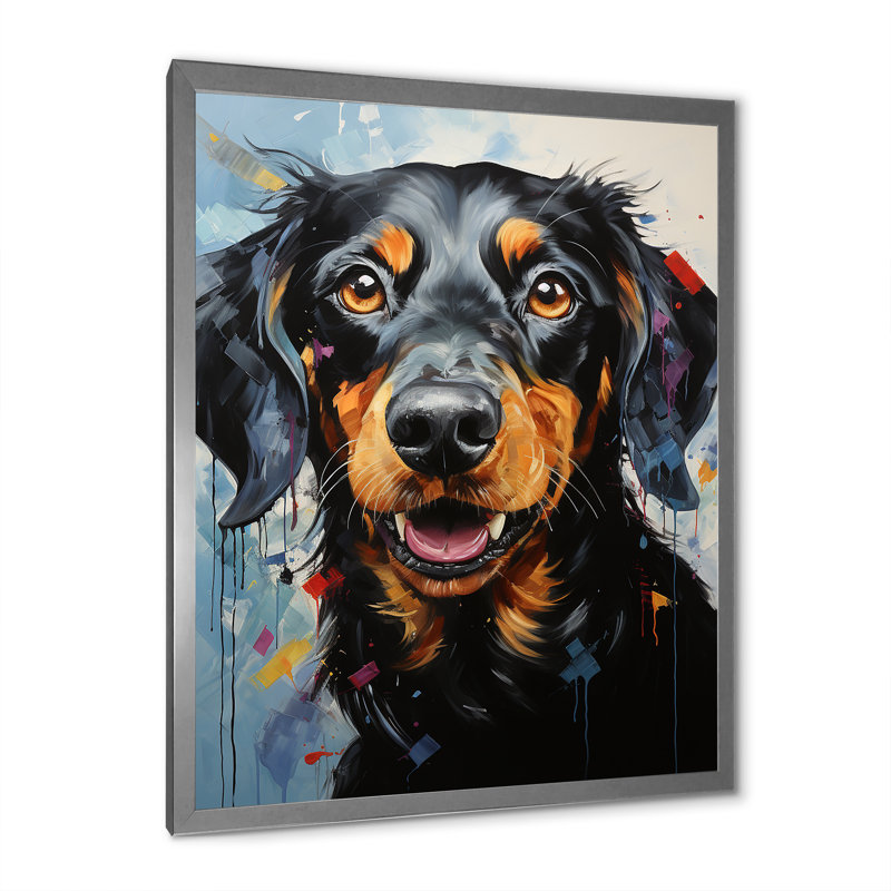 Dachshund Delight III sur impression sur toile, Cadre simple argenté, H 40 po x l 30 po x P 1,5 po