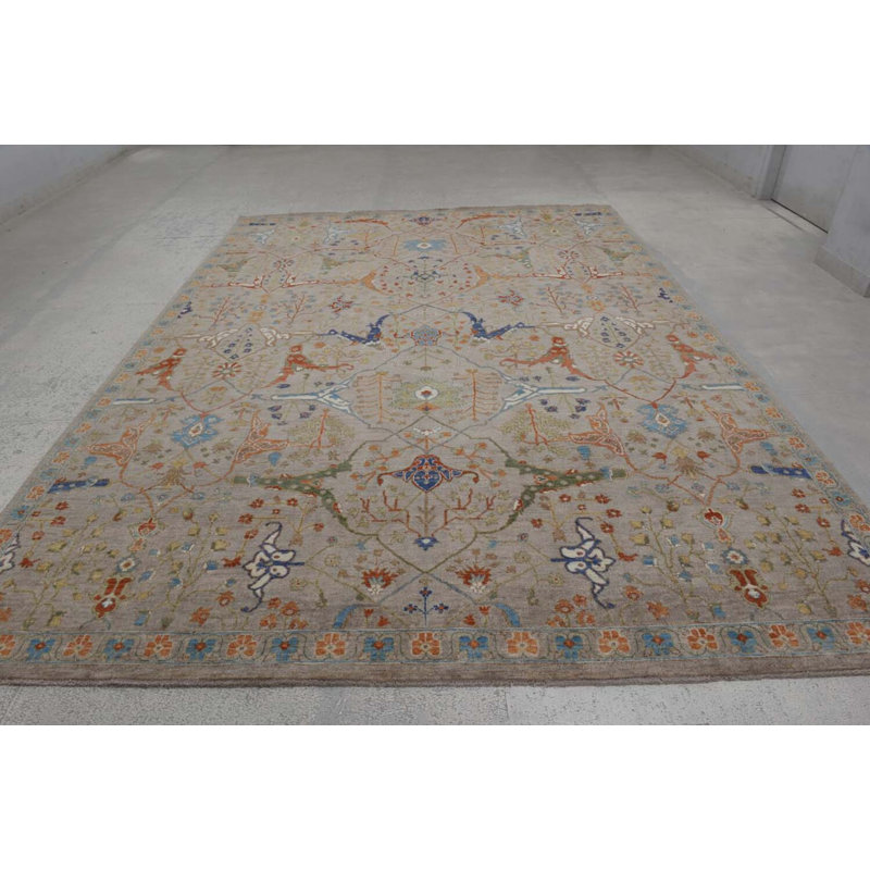 Transitional One-of-a-Kind Rectangle 8'11" x 12' Rectangle Wool Area Rug in Tan