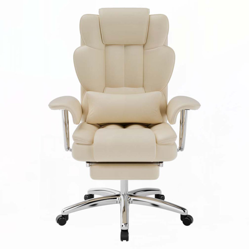Fauteuil de direction avec repose-pieds, Beige