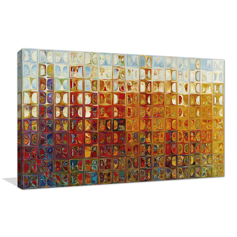 «Modern Mosaic Tile Wall Art # 1, 2015» par Mark Lawrence, impression sur toile tendue, H 36 po x l 60 po x P 1,5 po