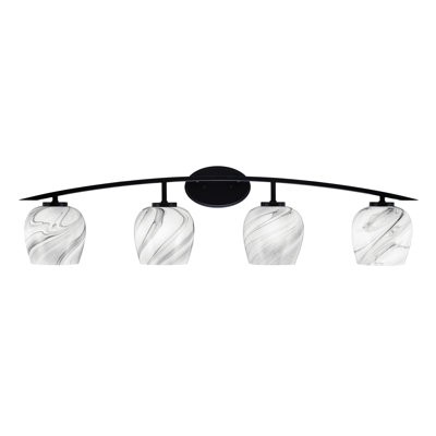 Kurve 4 Light Bath Bar With 6" Onyx Swirl Glass