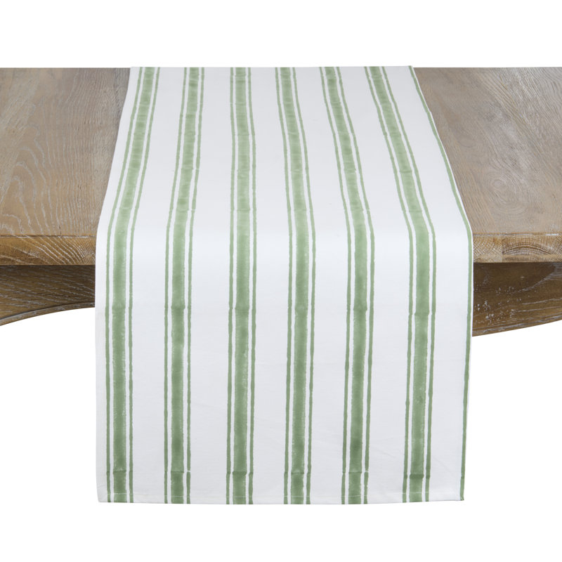 Chemin de table Watercolor Stripe, 16 po x 72 po, Vert