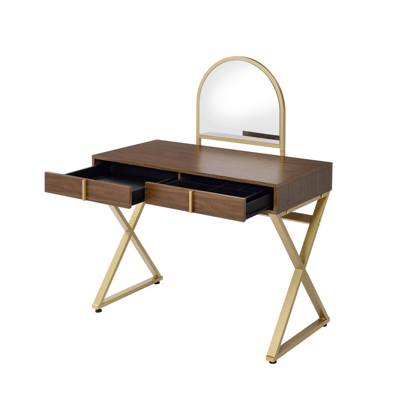 Coiffeuse avec miroir et plateau à bijoux
