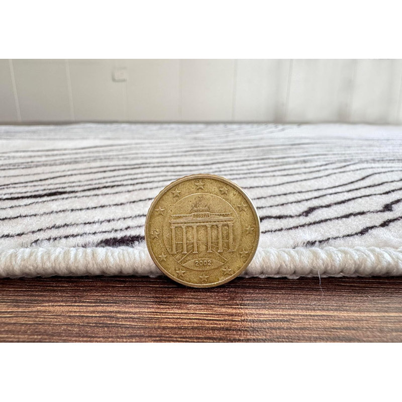  Thassos - Tapis d'intérieur / lavable à la machine 2 pi x 3 pi beige / noir, pour tous les âges, Rectangulaire 2 pi x 3 pi