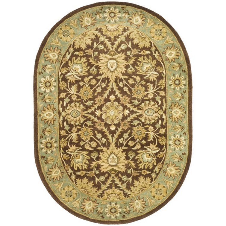 Dunbar Hand Tufted Wool/Cotton/Latex Oriental Rug in Chocolate/Blue