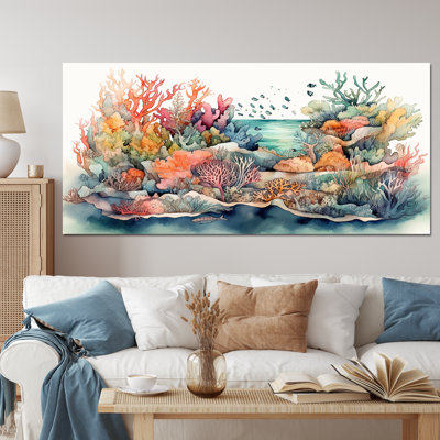 Vibrant Coral Reef II - Modern Beach Framed Canvas Print