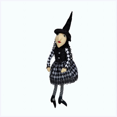 Décoration d'Halloween : sorcière assise de 53 cm (21 pouces), figurine de sorcière en tissu pour porche, entrée et table.