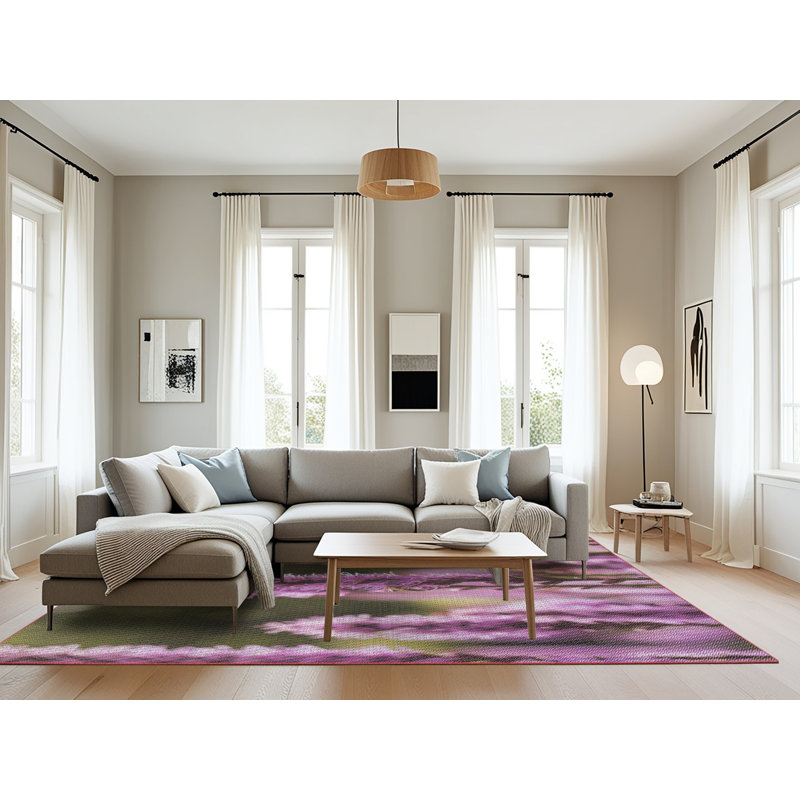 Tapis mauve/vert à tisser électrique, Rectangle 8 pi x 10 pi