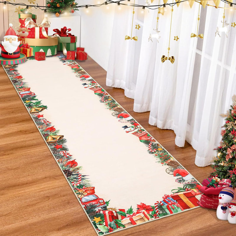 Rug Washable Non Slip for Entryway,Classic Christmas Mats for Front Door,Soft Low Pile Door Mat for Bedroom Living Room Laundry Room Indoor