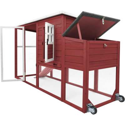 75" Chicken Coop Backyard with Wheels Nesting Box