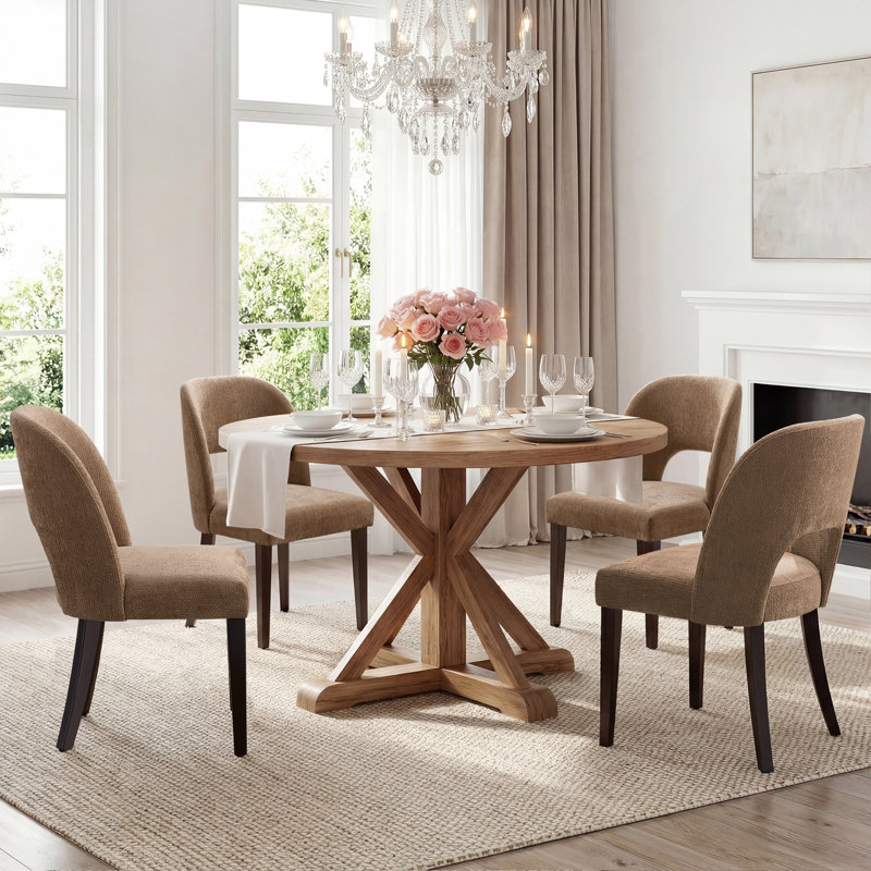 47cm H Upholstered Upholstered Back Side Chair, Brown