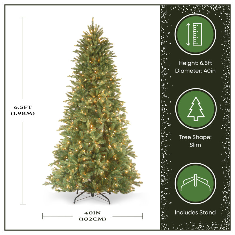 Tiffany Green Fir Artificial Christmas Tree with Clear Lights with Stand, 6.5'