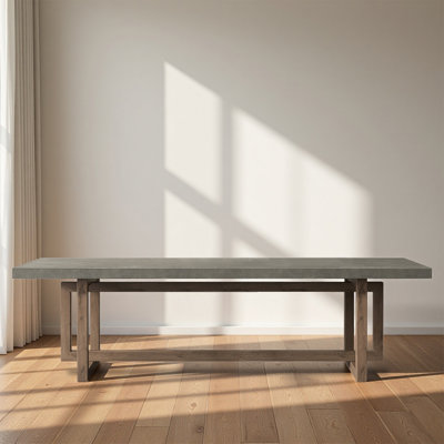 Solid Wood Rectangular Dining Table in Cement Gray by 17 Stories