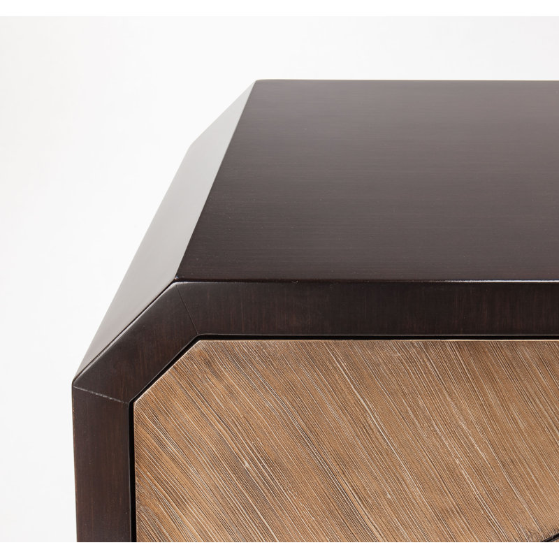 68'' Dark Chocolate and Gold Leaf Sideboard with Puzzle Doors