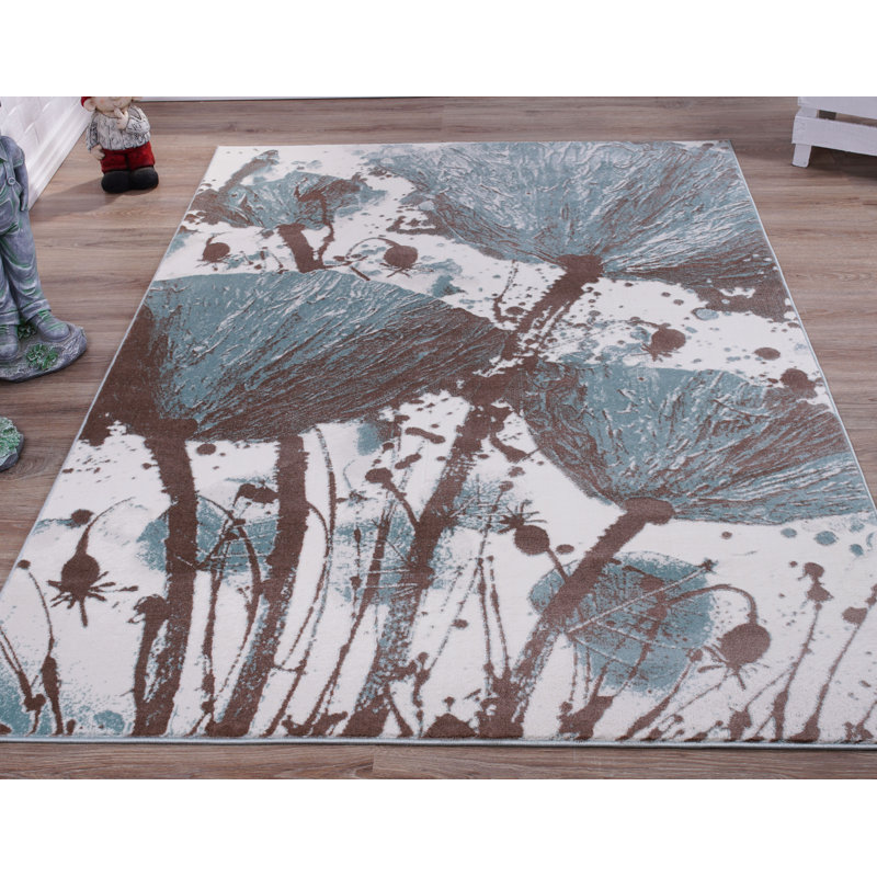 Brun floral/tapis décoratif crème Ostby, Rectangle 3 pi 11 po x 5 pi 7 po