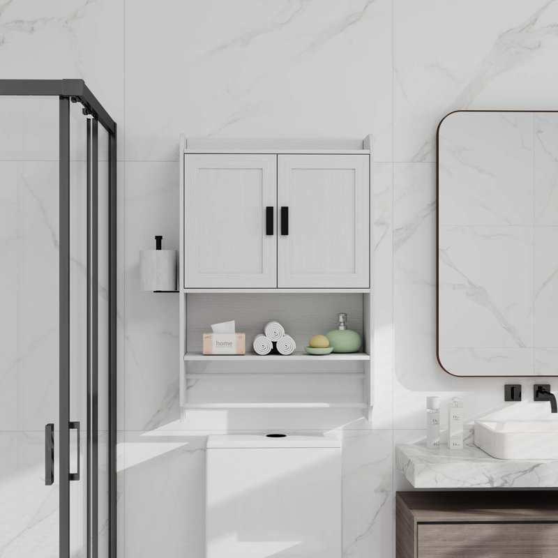 Bathroom Wall Cabinet With Doors, White